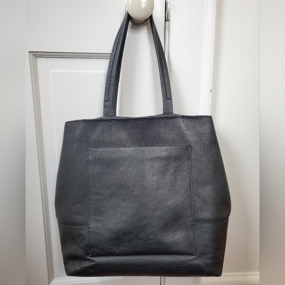 JCrew All-Day Tote Bag in Black Leather